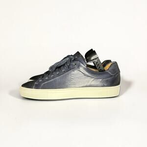 Mens Hugo Boss Made In Italy Trainers Sneakers Navy Smooth Leather Sz 8